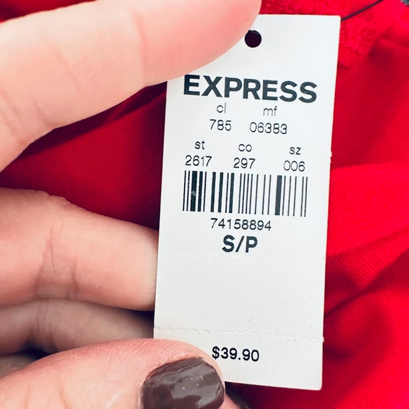 Express Red Halter Mini Jersey Dress Swing Size Small Party Flirty Date - Picture 7 of 10